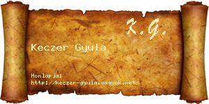 Keczer Gyula névjegykártya